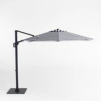 10' Round Navy and White Cabana Stripe Sunbrella® Cantilever Outdoor Patio Umbrella with Black Metal Frame