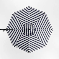 10' Round Navy and White Cabana Stripe Sunbrella® Cantilever Outdoor Patio Umbrella with Black Metal Frame
