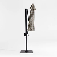 10' Round Dune Tan Stripe Sunbrella® Cantilever Outdoor Patio Umbrella with Black Metal Frame