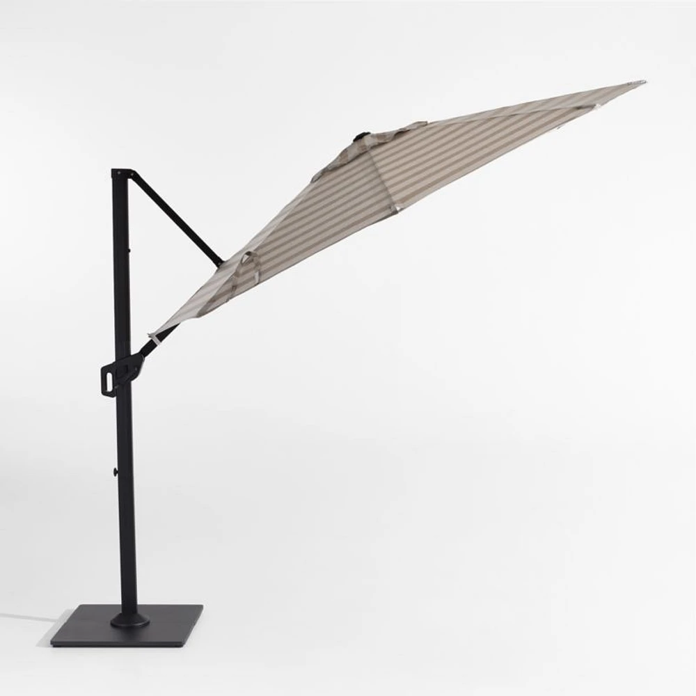 10' Round Dune Tan Stripe Sunbrella® Cantilever Outdoor Patio Umbrella with Black Metal Frame