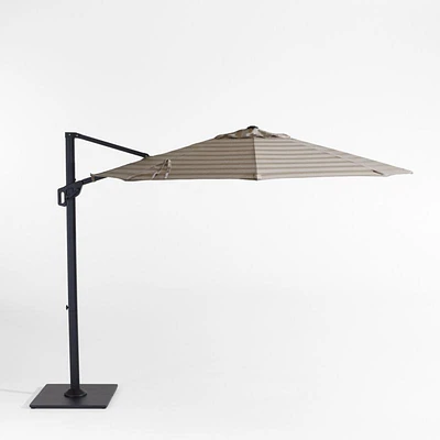 10' Round Dune Tan Stripe Sunbrella® Cantilever Outdoor Patio Umbrella with Black Metal Frame
