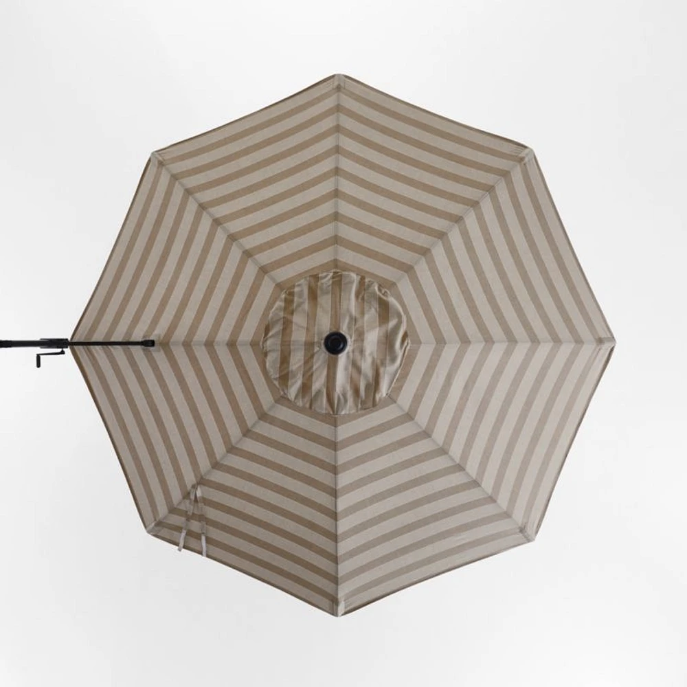 10' Round Dune Tan Stripe Sunbrella® Cantilever Outdoor Patio Umbrella with Black Metal Frame