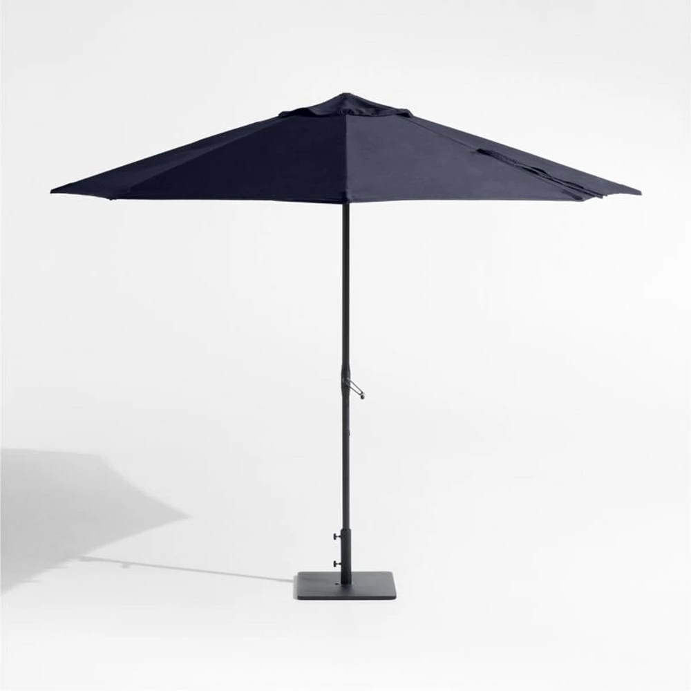 10' Round Sunbrella® Canvas Navy Blue Outdoor Patio Umbrella with Black Metal Frame