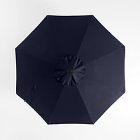 10' Round Sunbrella® Canvas Navy Blue Outdoor Patio Umbrella with Black Metal Frame