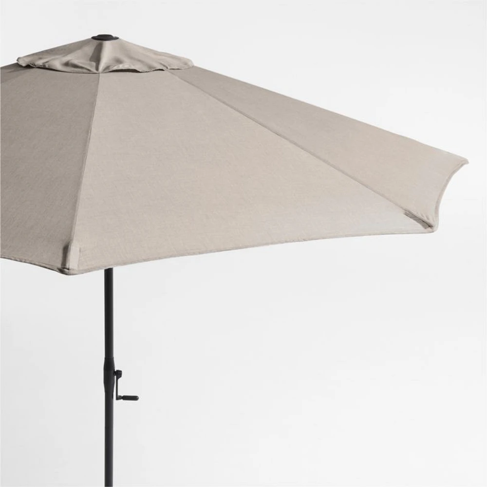 10' Round Sunbrella® Cast Ash Brown Outdoor Patio Umbrella with Black Metal Frame