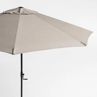 10' Round Sunbrella® Cast Ash Brown Outdoor Patio Umbrella with Black Metal Frame