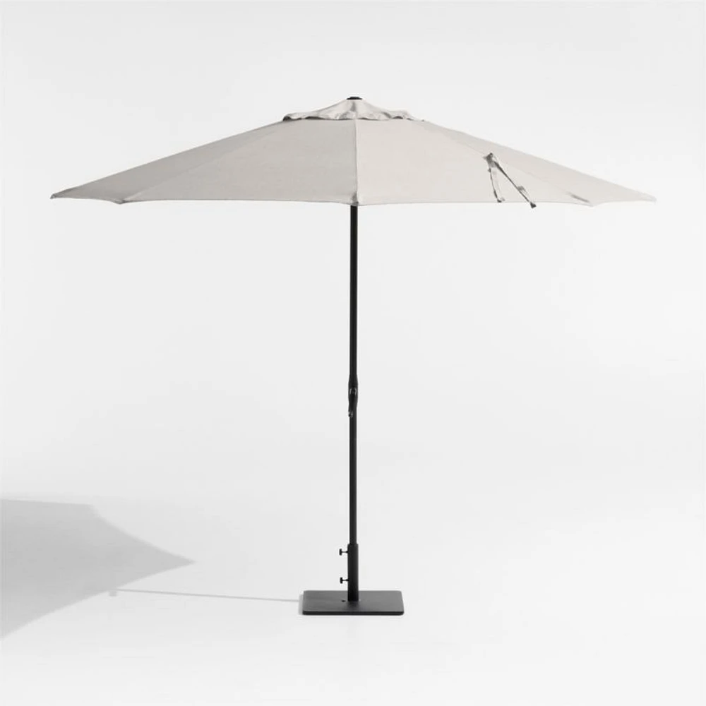 10' Round Sunbrella® Cast Silver Outdoor Patio Umbrella with Black Metal Frame