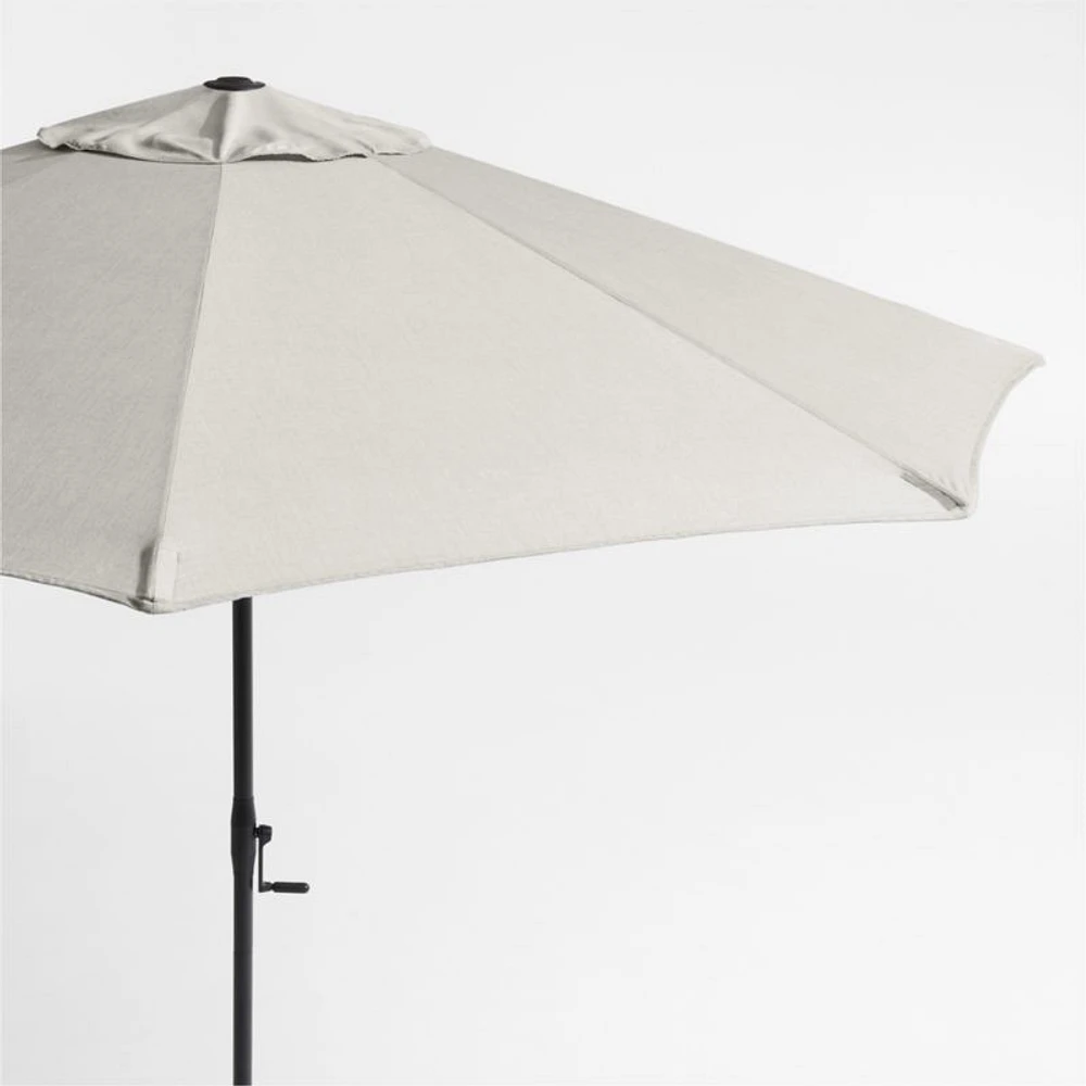 10' Round Sunbrella® Cast Silver Outdoor Patio Umbrella with Black Metal Frame