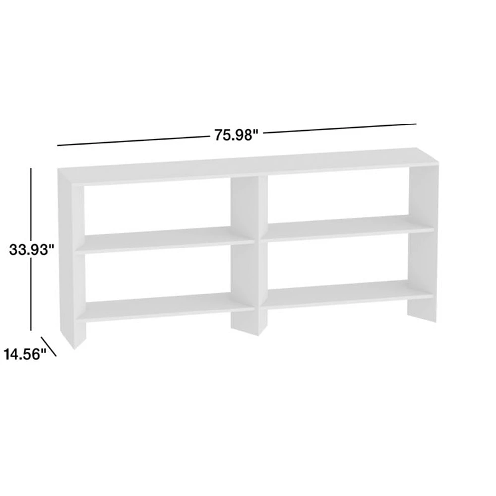 Terrazza 76" Natural Solid Oak Wood Open Storage Media Console