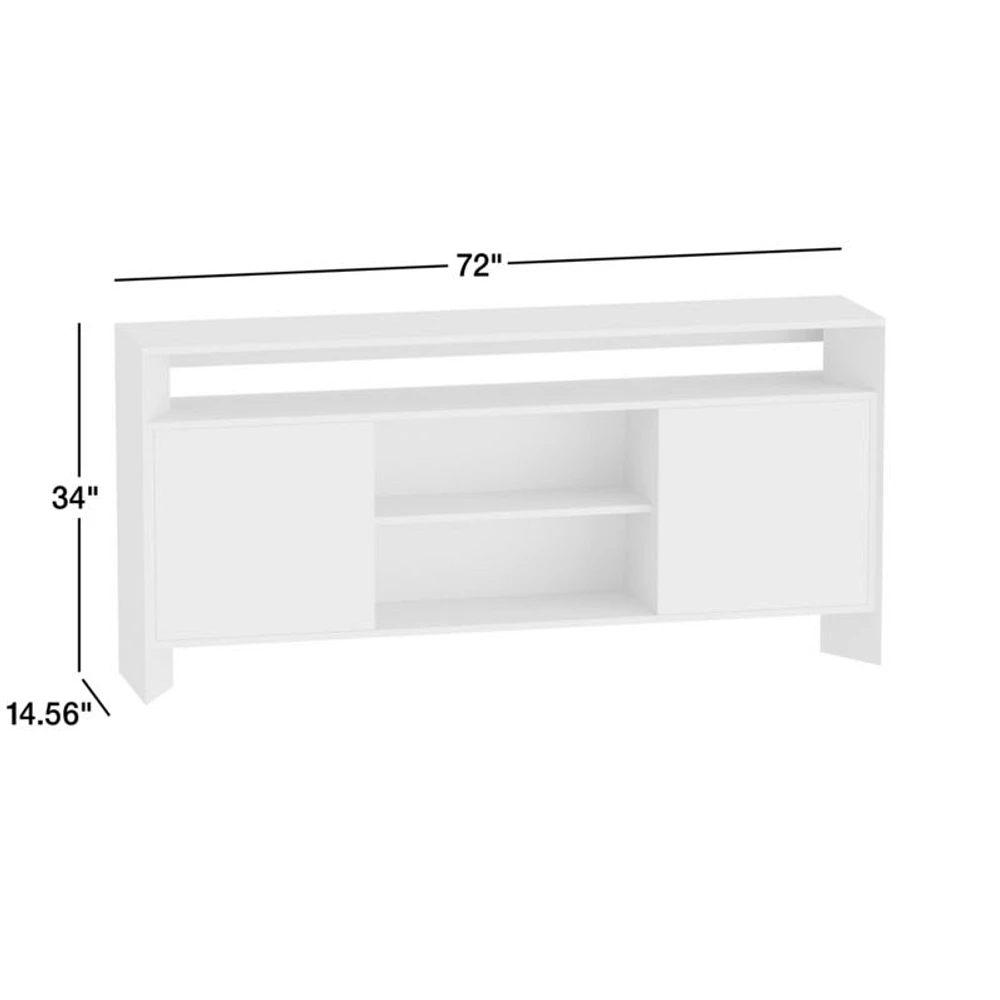 Terrazza 72" Natural Solid Oak Wood Storage Media Console