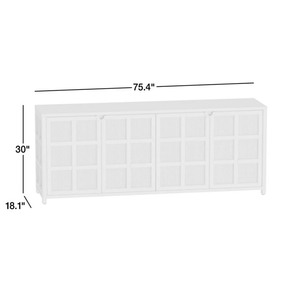 Campagna 76" Rattan and Natural Oak Wood Storage Media Console