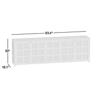 Campagna 94" Rattan and Natural Oak Wood Storage Media Console