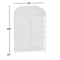 Atrium White Oak and Rattan 4-Shelf Lighted Storage Cabinet