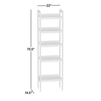 Tate 22" Black Wood 5-Shelf Narrow Bookcase