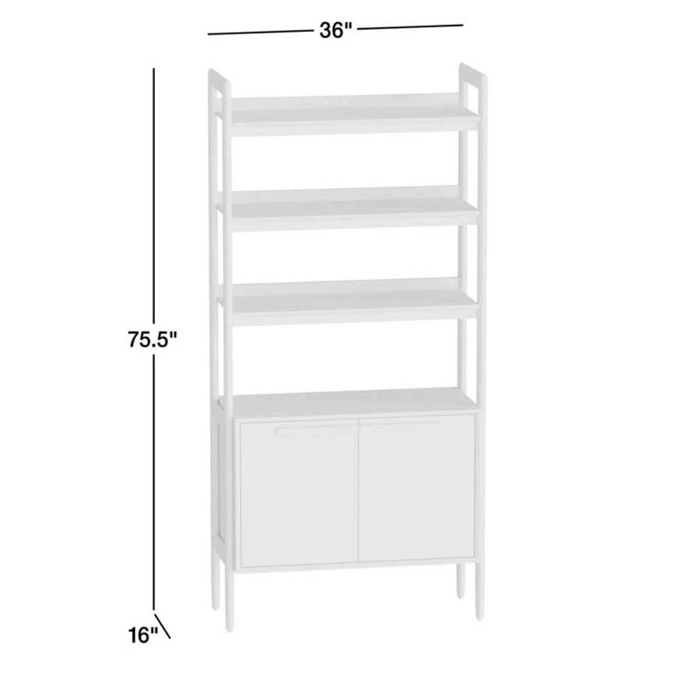 Tate Black Wood 3-Shelf Storage Bookcase Cabinet