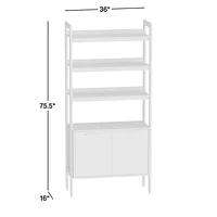 Tate Black Wood 3-Shelf Storage Bookcase Cabinet