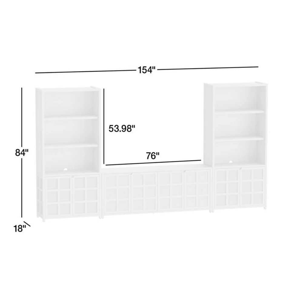 Campagna 154" Rattan and Natural Oak Wood Storage Media Console Set