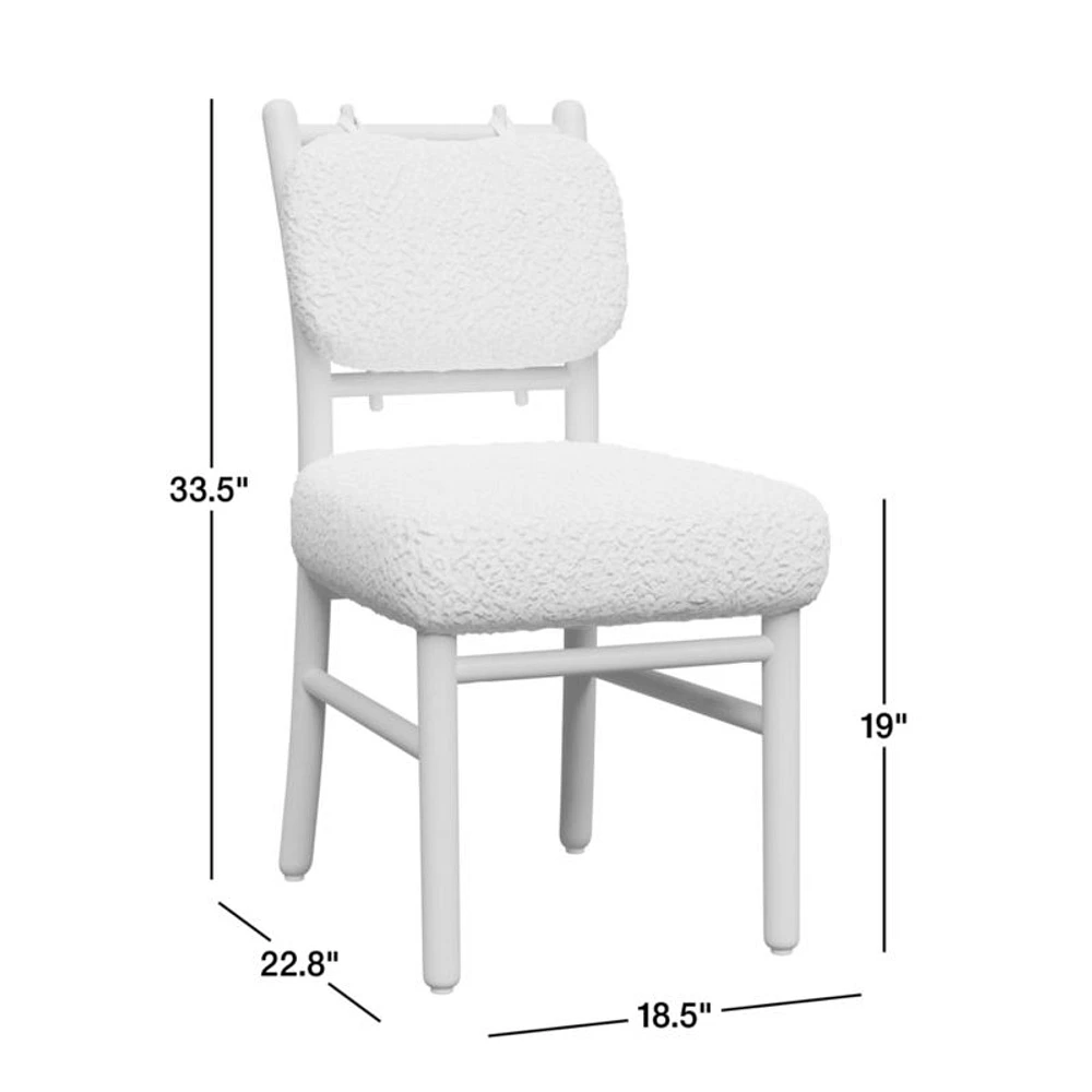 Pierre Light Brown Oak Wood Dining Side Chair with Faux Shearling