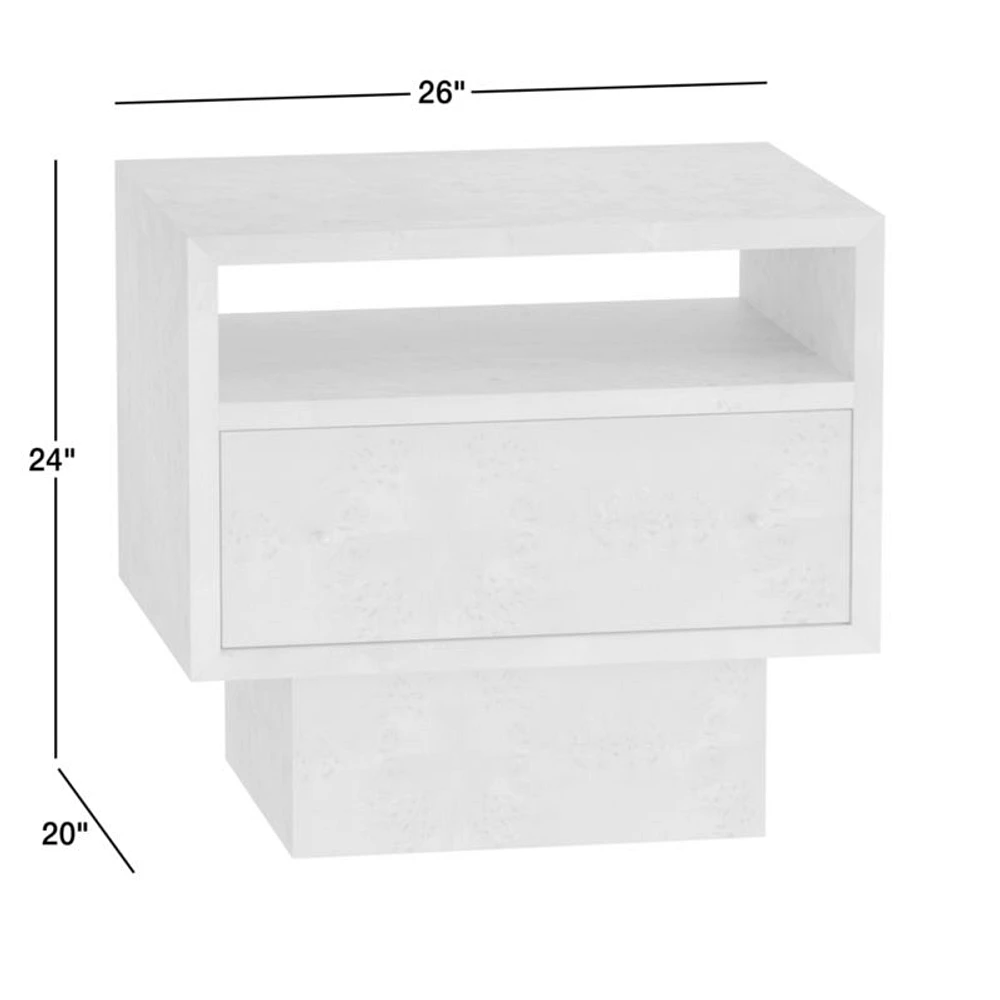 Ambrose Mappa Burl Wood Nightstand with Drawer