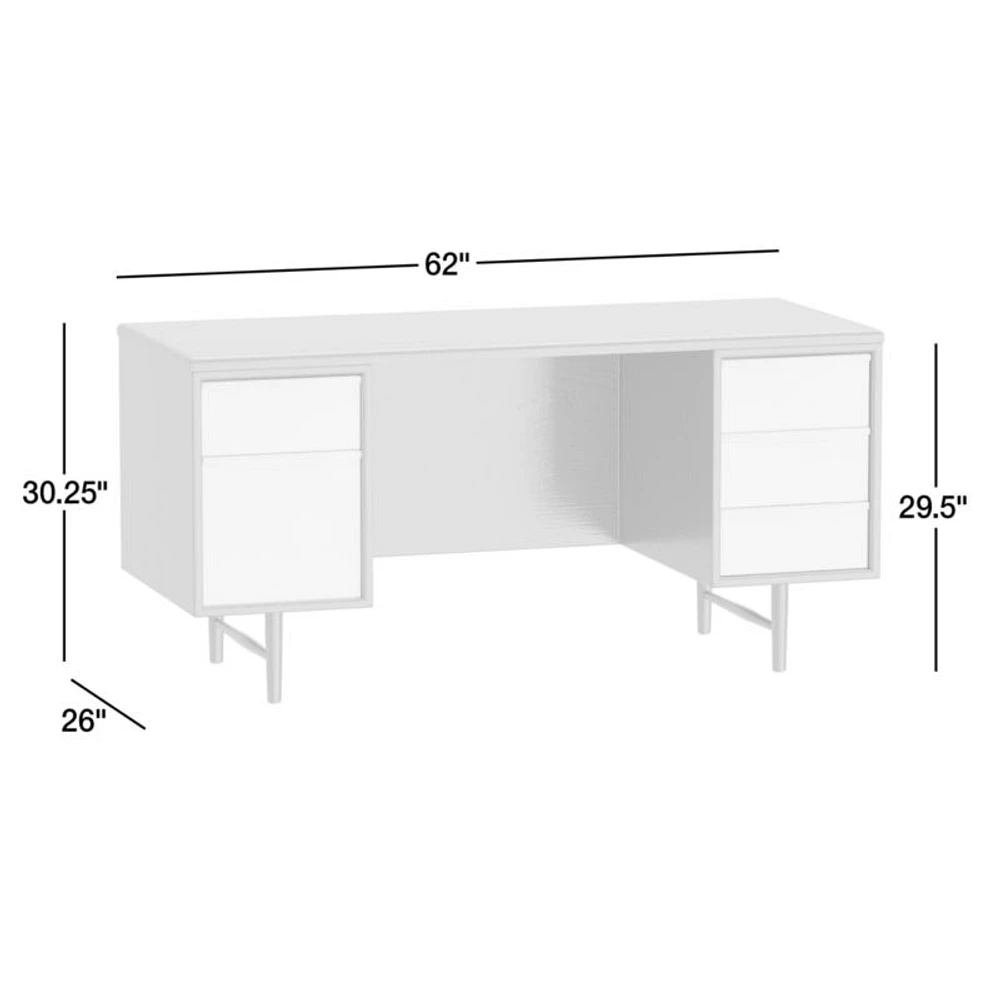 Kaufman 62" Black and Natural Wood Desk with File Drawer