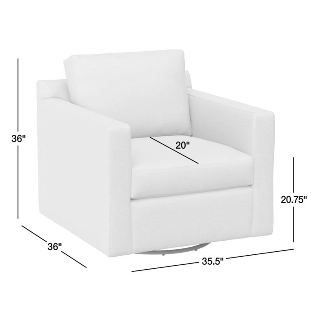 Barrett II 35.5" Leather Track Arm Swivel Chair