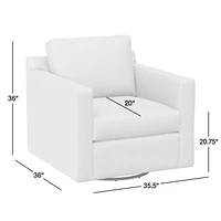Barrett II 35.5" Leather Track Arm Swivel Chair