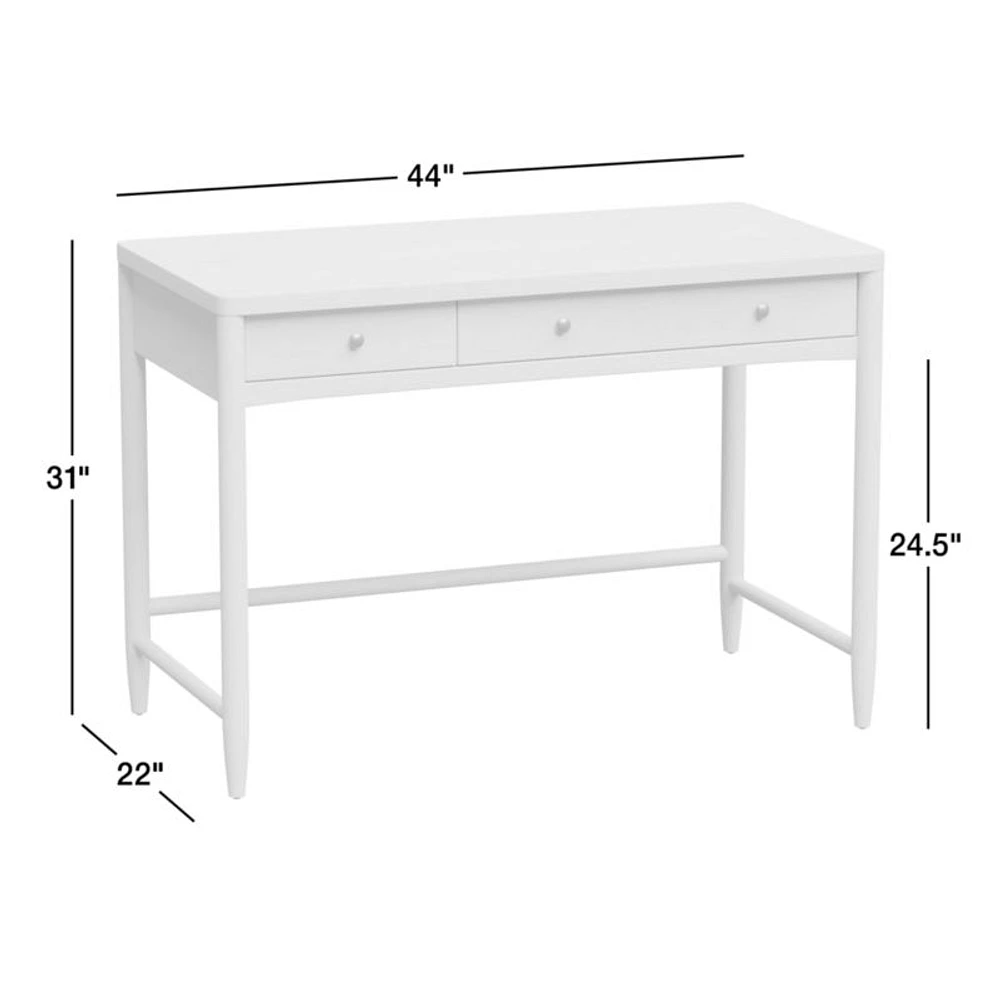 Hampshire Cozy Grey Wood 2-Drawer Kids Desk