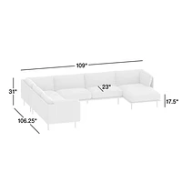 Wells Leather 4-Piece Corner Sectional Sofa with Chaise Lounge
