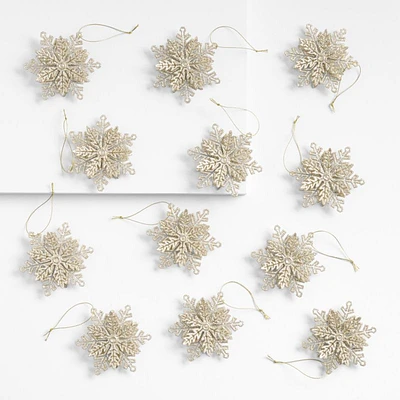 Gold 3D Snowflake Christmas Ornaments, Set of 12