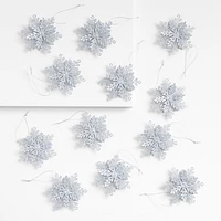 Silver 3D Snowflake Christmas Ornaments, Set of 12