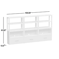 Ever Simple Set of Modular Slate Blue Wood Kids Drawer Bookcases with Hutches