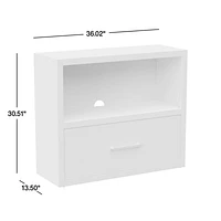 Ever Simple Modular White Wood Kids Bookcase with Drawer