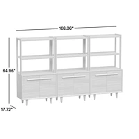 Tatum Set of Modular Walnut Wood 2-Door Kids Storage Bookcases with Hutches