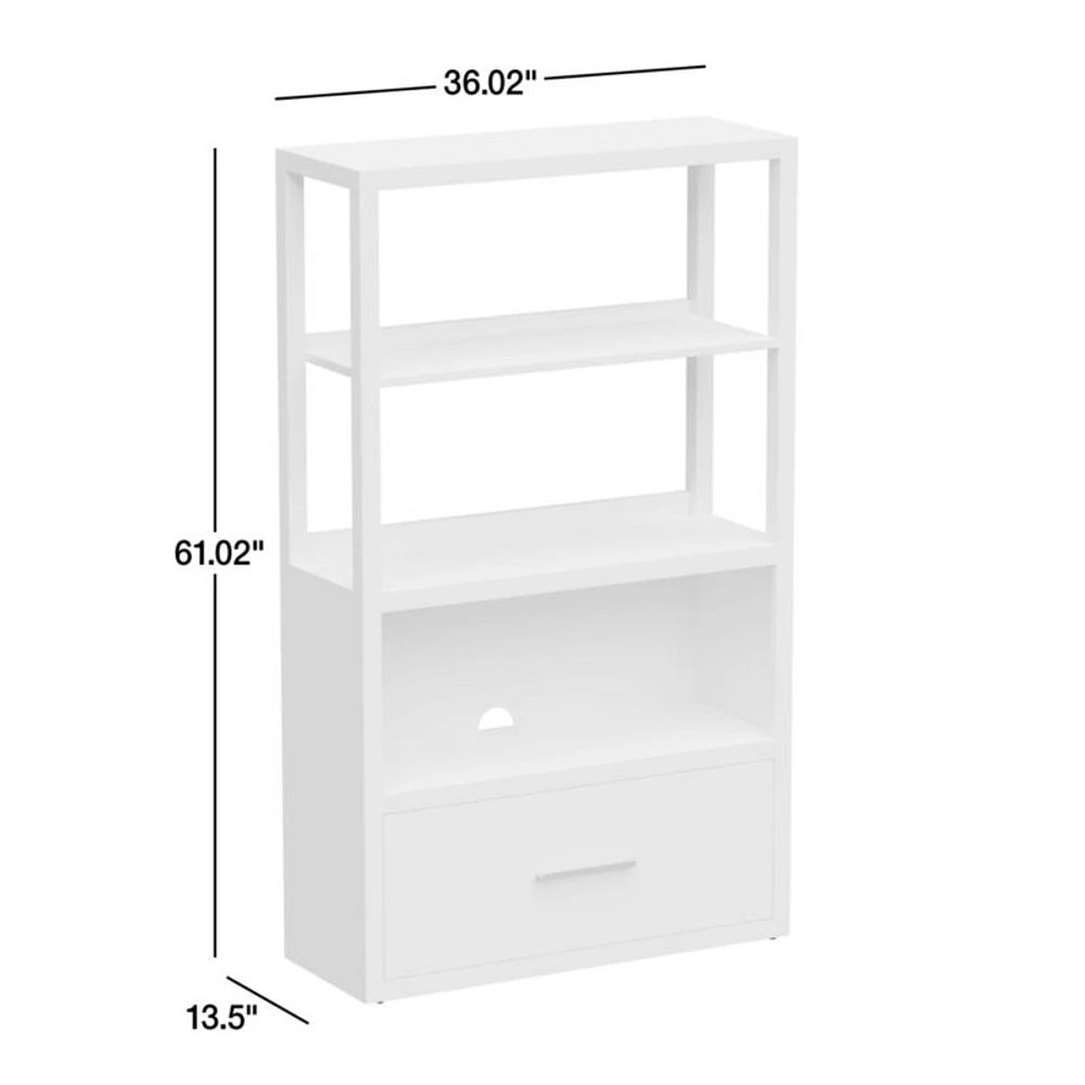 Ever Simple Modular Slate Blue Wood Kids Drawer Bookcase with Hutch