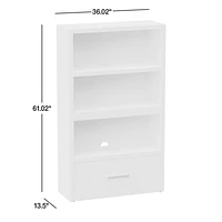Ever Simple Modular Slate Blue Wood Kids Open Bookcase with Drawer