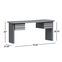 Gallerie 72.25" Black Oak Wood Curved Desk with Drawers