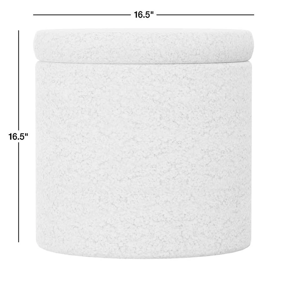 Set of Dot Cream White Sherpa Kids Storage Ottoman and Stool