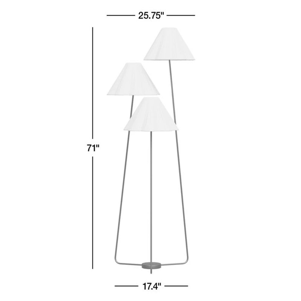 Alva Brass Metal 3-Light Floor Lamp 71"