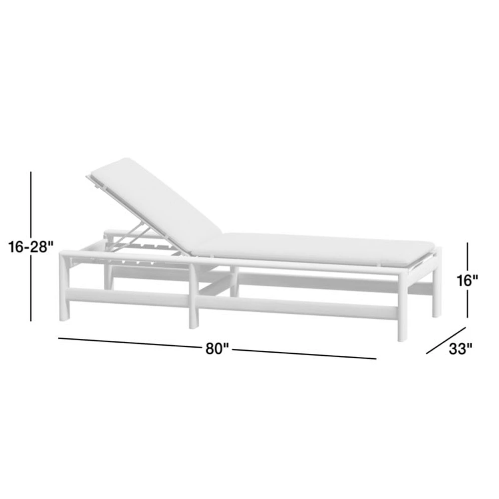 Anguilla Teak Single Outdoor Chaise Lounge with Black Cushions
