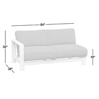 Anguilla 64" Teak Left-Arm Outdoor Sofa with Black Cushions