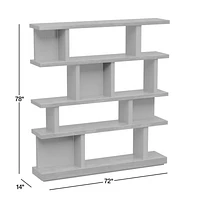 Shelter 72" Wide Charcoal Wood Open Room Divider Bookcase with Shelves