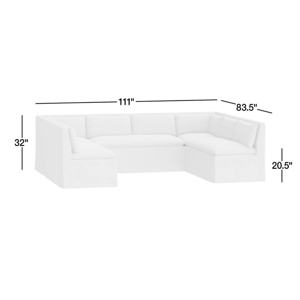 Belmar Grey U-Shaped Triple Loveseat Dining Banquette