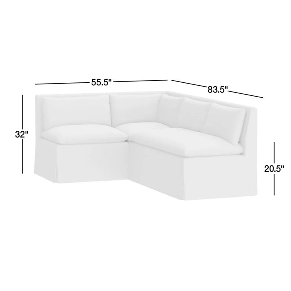 Belmar Grey L-Shaped Single Loveseat Dining Banquette