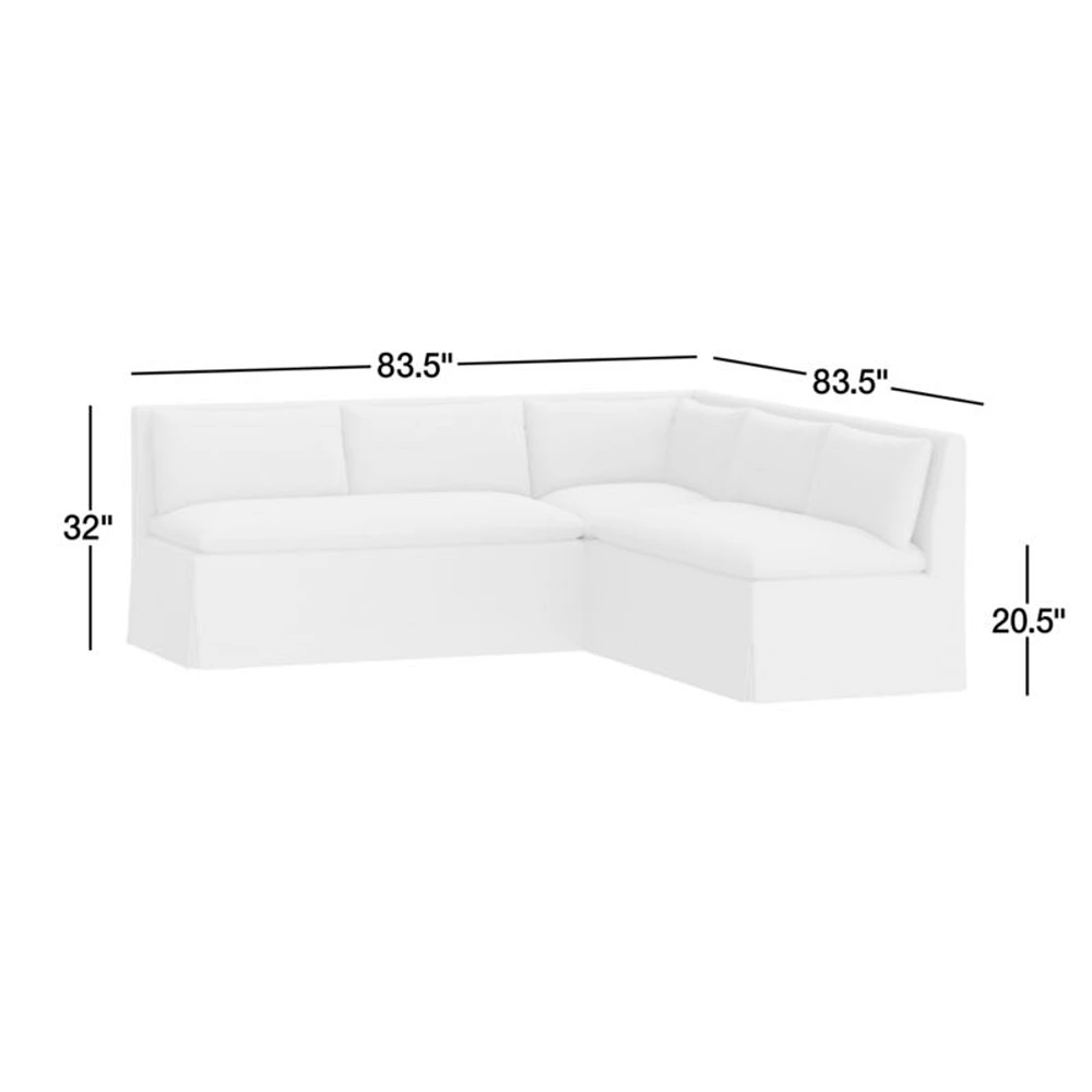 Belmar Grey L-Shaped Double Loveseat Dining Banquette