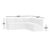 Belmar Grey L-Shaped Double Loveseat Dining Banquette