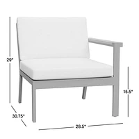 Alfresco Left-Arm Outdoor Chair with Silver Cushions