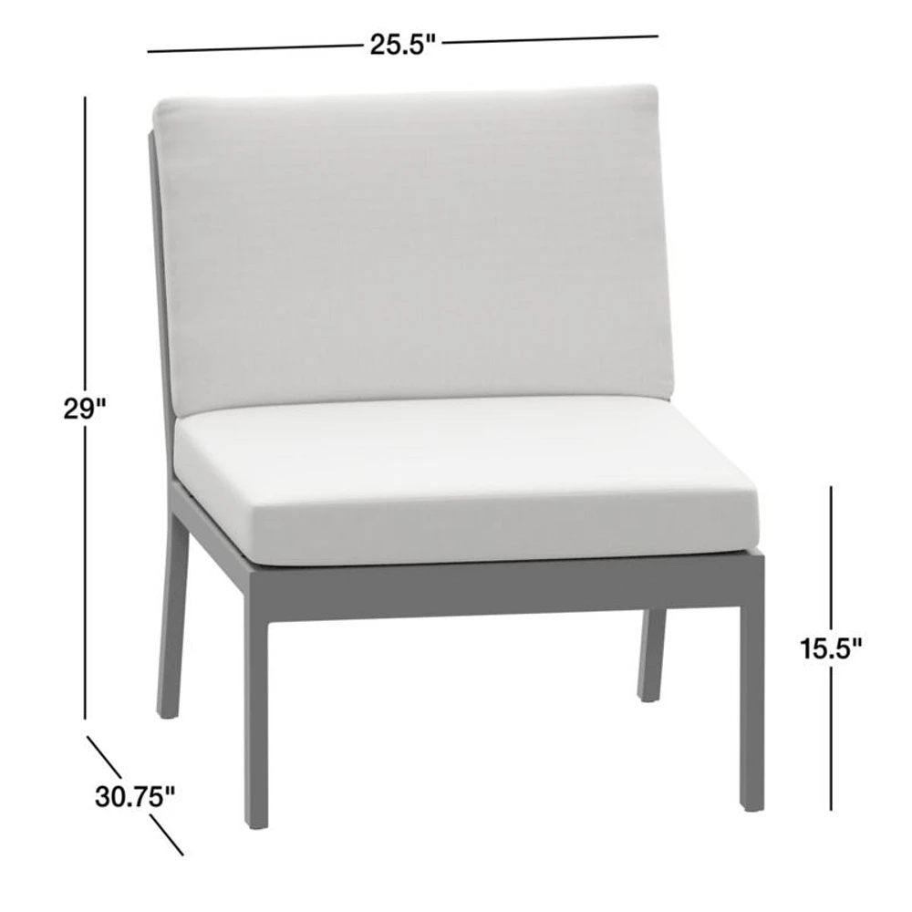 Alfresco Outdoor Armless Chair with Silver Cushions