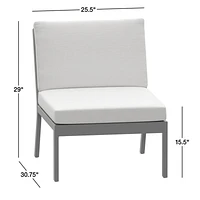 Alfresco Outdoor Armless Chair with Silver Cushions