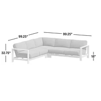 Anguilla Teak -Piece L-Shaped Outdoor Sectional Sofa with Black Cushions
