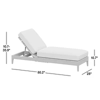 Andorra Weathered Grey Wood Outdoor Chaise Lounge with Sand Cushions